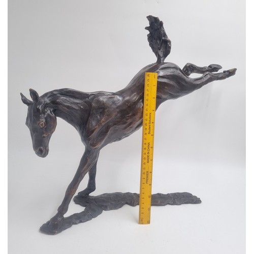 27 - Signed bronze horse sculpture - Sadler's Wells by Sionhan Bulfin H: 44cm X W: 52cm X D: 10cm