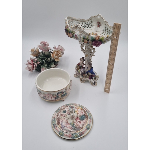 31 - Lot of 3x Capodimonte-style Italian porcelain ornaments