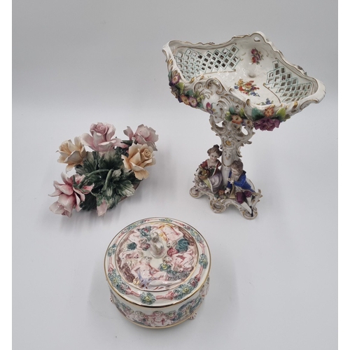 31 - Lot of 3x Capodimonte-style Italian porcelain ornaments