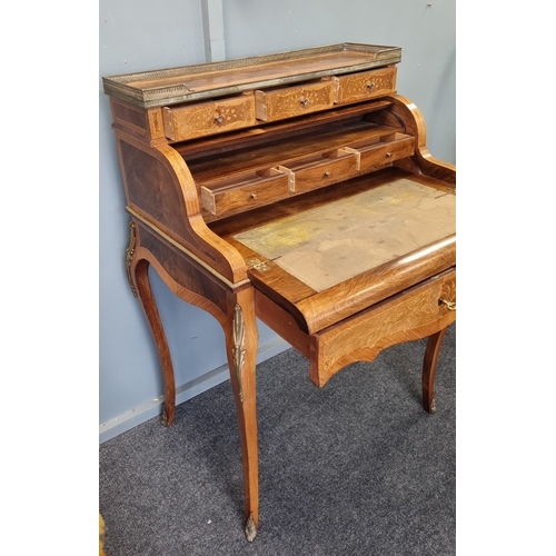 38 - Louis XV Style Rosewood Parquetry Bonheur-du-Jour desk with metal mounts, H: 109cm X W: 76cm X D: 55... 