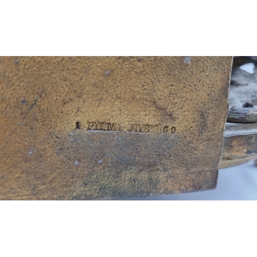 40 - French gilt-metal and painted porcelain mantel clock, H: 37cm X W: 30cm X D: 13cm