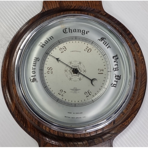 41 - Shortland SB Smiths aneroid wall barometer with thermometer, H: 76cm X W: 29cm.