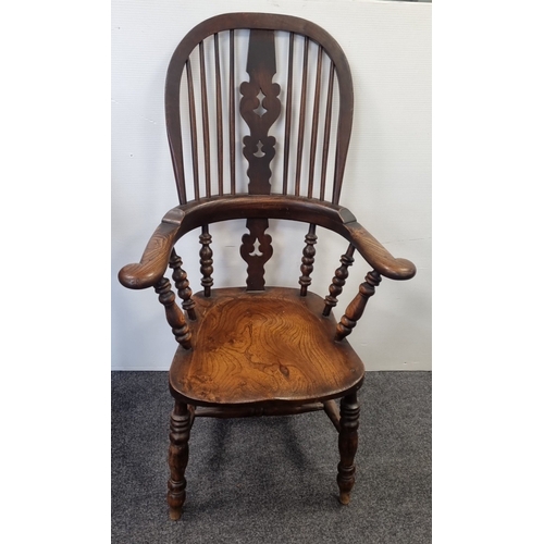 42 - Old Windsor Hoop-Back Armchair, H: 118cm X W: 71cm X D: 50cm.
