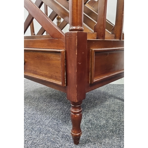 44 - Canterbury-style wooden magazine rack with drawer.