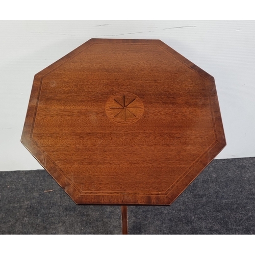 48 - Mahogany Inlaid Wine Table, H: 70cm X W: 46cm X D: 46cm.