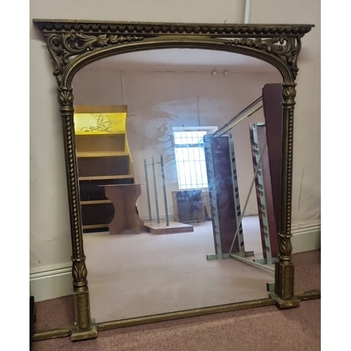 65 - Large Antique Overmantel mirror, H: 136cm X W: 150cm.