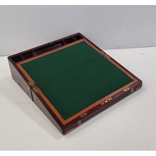 98 - Antique Mahogany and Brass-Mounted Writing Box, H: 19cm X W: 51cm X D: 28cm.