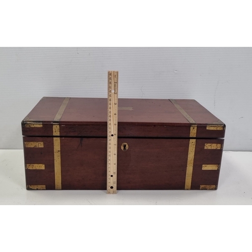 98 - Antique Mahogany and Brass-Mounted Writing Box, H: 19cm X W: 51cm X D: 28cm.