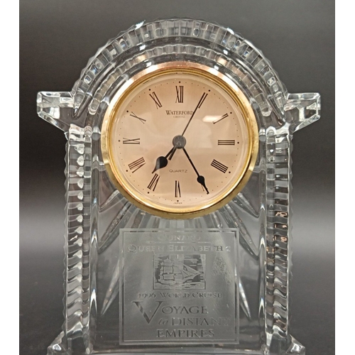 300 - Waterford Crystal Cunard Queen Elizabeth 2 1996 World Cruise quartz mantel clock