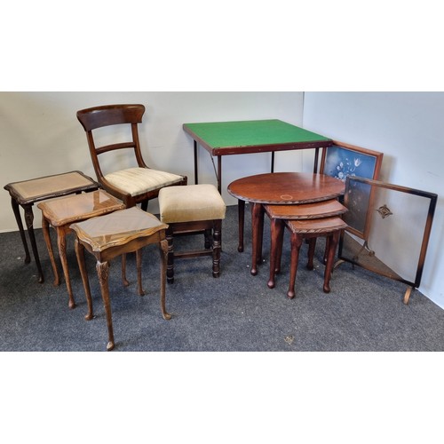 619 - Assorted Lot of Furniture to include Nest of Tables, chair, card table etc.