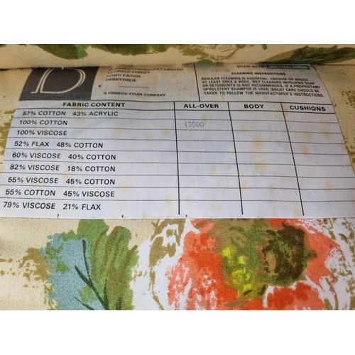 2 - Upholstered Three Seater sofa in a Floral Peacock Fabric ,  H: 83cm x W: 190cm x D: 96cm