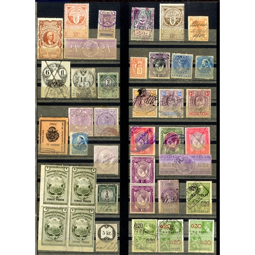 137 - REVENUES, FISCALS, BACK OF THE BOOK range of over 700 incl. India, U.S, Ceylon, Europe, GB, etc. (70... 