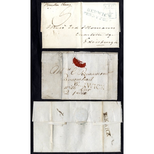 1403 - NORTHUMBERLAND - BERWICK UPON TWEED 1782-1880 collection of covers (24) neatly written up on leaves ... 