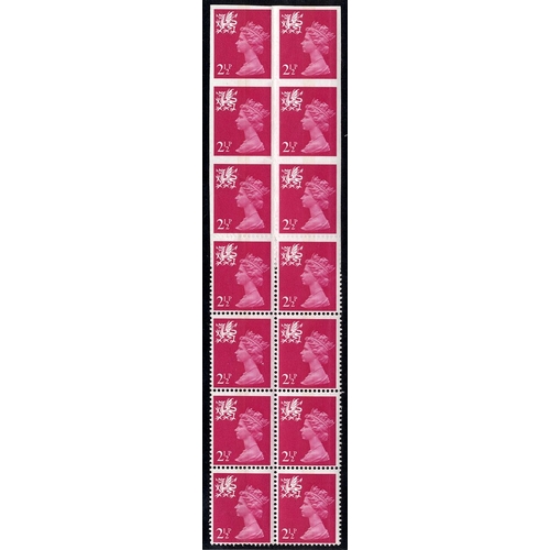 1753 - WALES 1971-93 2½p bright magenta (centre band) gum arabic in a block of fourteen (2x7) with the top ... 