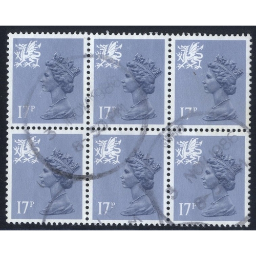 1754 - WALES 1986 17p grey blue Type II, FU, block of six, SG.W44a, scarce multiple. Cat. £300+. (6)