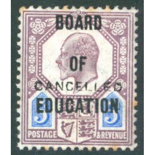 1758 - BOARD OF EDUCATION 1904 5d dull purple & ultramarine optd cancelled Type 18, large part o.g, light v... 