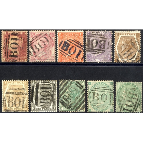 1769 - EGYPT Alexandria cancelled BO1 1855-57 1s, 1873 1s Pl.8, 6d grey Pl.12 6d buff Pl.12, 6d lilac Pl.5,... 