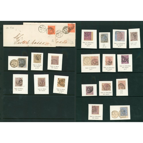 1773 - GIBRALTAR & MALTA range of Surface Printed stamps with 'A26' (11) or 'A25' (7) cancels also singles ... 