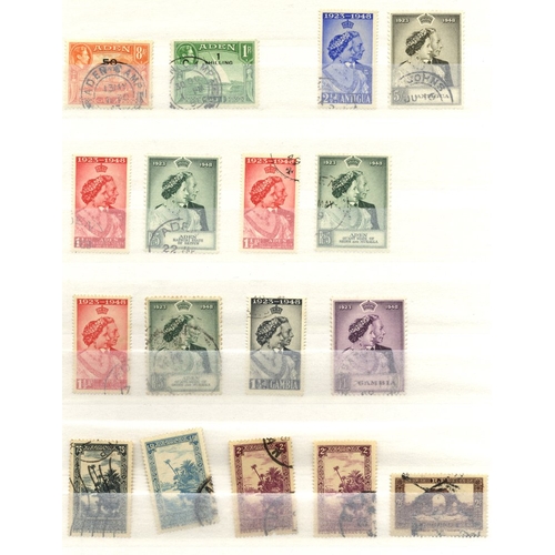 129 - STOCK BOOK containing a miscellaneous range of British Commonwealth & foreign stamps incl. 1948 Wedd... 