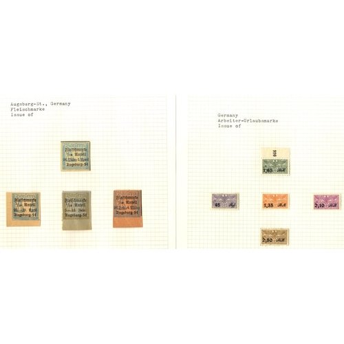 161 - GERMANY DUES Revenue stamps duplicated ranges in five albums - Army Corps, Democratic Women's League... 