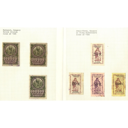 165 - HUNGARY Municipals collection neatly presented in five albums from ABAUJ-TORNA to ZOMBOR, some dupli... 