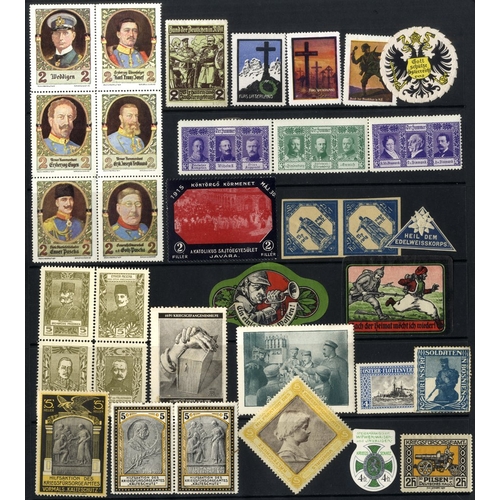 195 - WORLD WAR I CINDERELLA POSTER STAMPS/LABELS etc. collection housed in three large stock books (spars... 