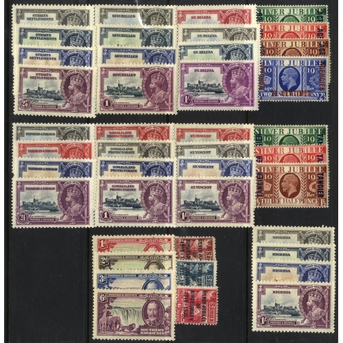 196 - 1935 Jubilee sets, M (28 different) odd tone or heavy mount, generally good incl. Antigua, Bechuanal... 