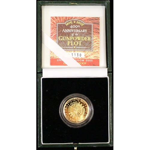 1262 - 2005 Royal Mint £2 Gunpowder Plot Gold Proof, cased/cert. SK18