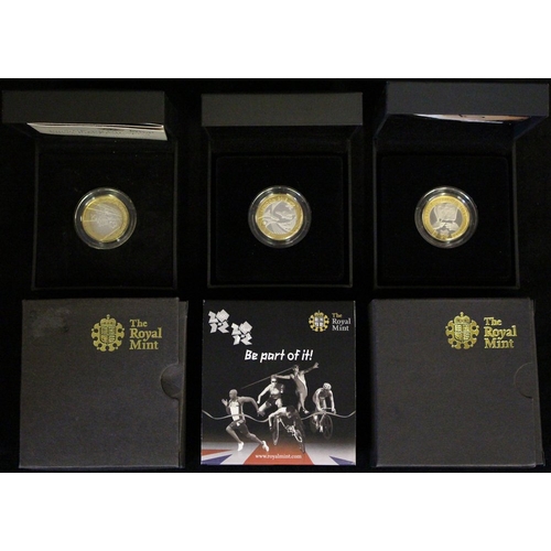 1263 - 2008/2012 Royal Mint Olympic £2 Piedforts (3) comprising 2008 4th Olympiad London, 2012 London hando... 