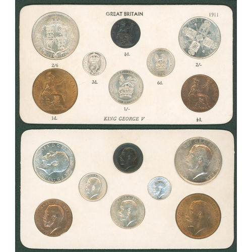 1298 - 1911 set of eight coins, halfcrown to farthing, about Mint state, the bronze with full lustre. The f... 