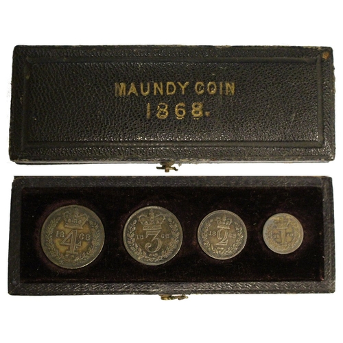 1391 - 1868 Victoria YH maundy set, UNC, toned, in original, dated, long box of issue, the case in fair con... 