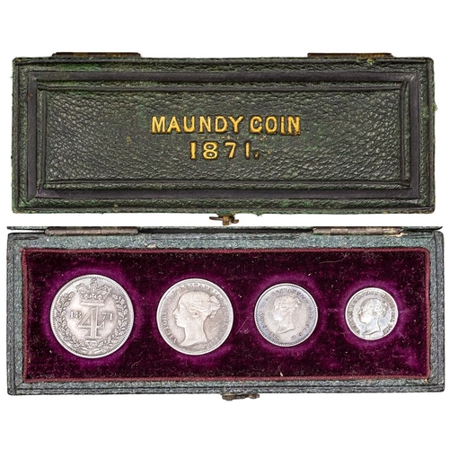 1394 - 1871 Victoria YH maundy set, practically FDC with lovely toning, in original, dated, box of issue, t... 