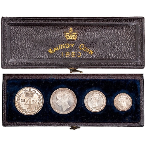 1404 - 1880 Victoria YH maundy set, brilliant UNC to FDC, a couple of toning spots on the fourpence, in the... 