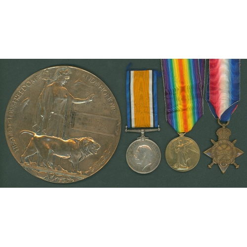 168 - Trio - 1914/15 Star, BWM & Victory to 18956 Pte. P. Williamson, Grenadier Gds. Plaque named Percy Wi... 