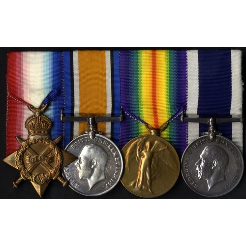 174 - Group of four (court style mounted) 1914/15 Star BWM & Victory with Navy L.S.G.C Medal to J10993 S. ... 