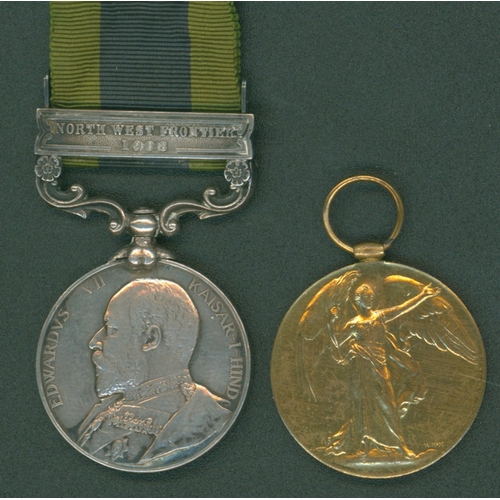 184 - India General Service Medal Edward VII, clasp North West Frontier 1908 to 8170 Cpl. M. Bently, 1st B... 