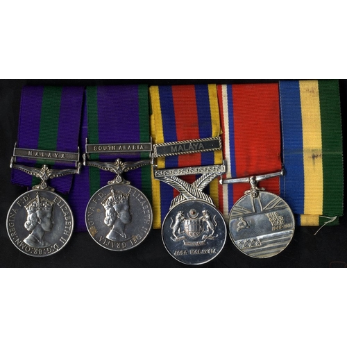 208 - Group of four - General Service Medal, clasp Malaya to 4049919 LAC J. P. Hewitt, R.A.F, Campaign Ser... 