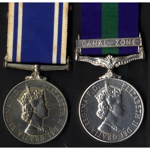 213 - Pair - General Service Medal, clasp Canal Zone to ACI K.B. Sivell (2542100), R.A.F (box) plus Police... 