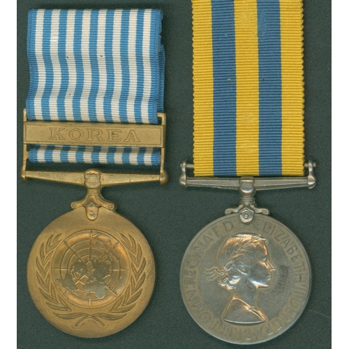 214 - Pair - Queen's Korea Medal to 19041425, Fus. R. Ingoe, Royal North'd Fus. UN Korea Medal. Nr EF.