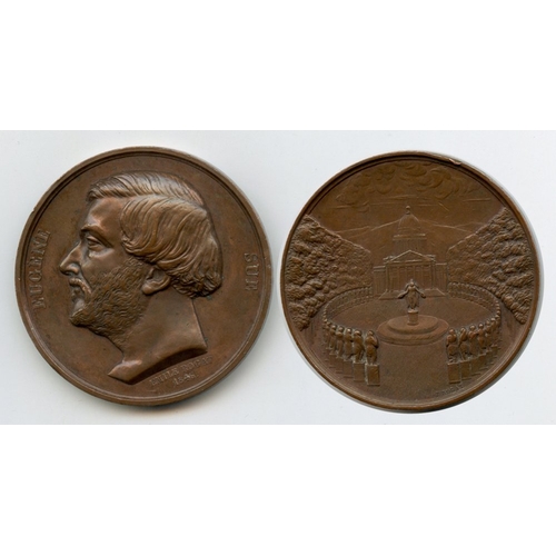 245 - 1846 France, Eug?ne Sue, Jewish author, bronze medal by E. Rogat, bust left, reverse statues around ... 