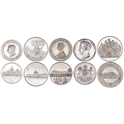 247 - 1851 The Great Exhibition, white metal medals (2), by Allen & Moore, Gothic bust left, reverse: fa?a... 