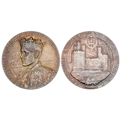 259 - 1911 Prince Edward (later Edward VIII), Investiture as Prince of Wales, official silver medal, by Si... 