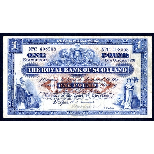 395 - Royal Bank of Scotland £1, dated 15th October 1928, series C498508, Pick 321, good fine. (1)