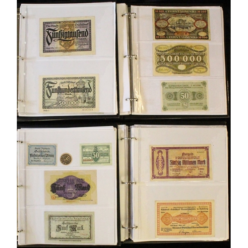 411 - Germany Notgeld collection of over 300 notes displayed in four albums with slip cases, predominantly... 