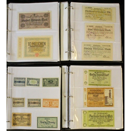 411 - Germany Notgeld collection of over 300 notes displayed in four albums with slip cases, predominantly... 