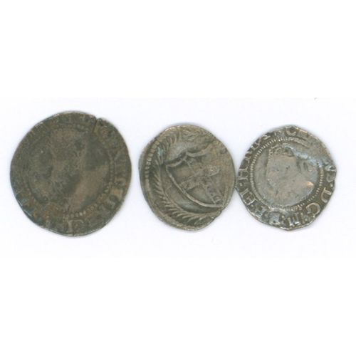 508 - Commonwealth half groat, S3221, Charles I half groat, S2832 and 1579 Elizabeth I threepence mm Greek... 