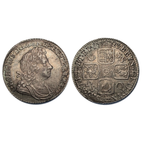 573 - 1723 shilling SSC, first bust, choice extremely fine with deep antique cabinet tone. S3647.