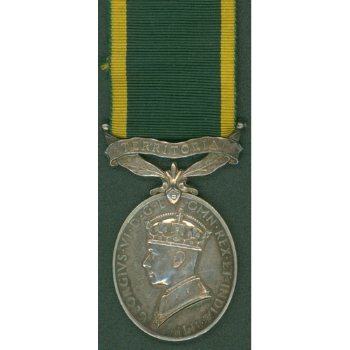 58 - Territorial Efficiency Medal Geo VI to 4265029 Sgt. T. P Cairns, 8th R. North'd Fus. EF.