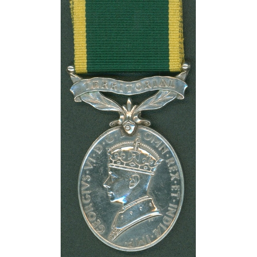 59 - Territorial Efficient Service Medal Geo VI to 4264473 Fsr. T. Spatchett, 6th R. North'd Fus, EF, ver... 