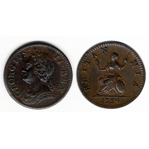 600 - 1754 farthing, very nice EF & most pleasing. S3722.